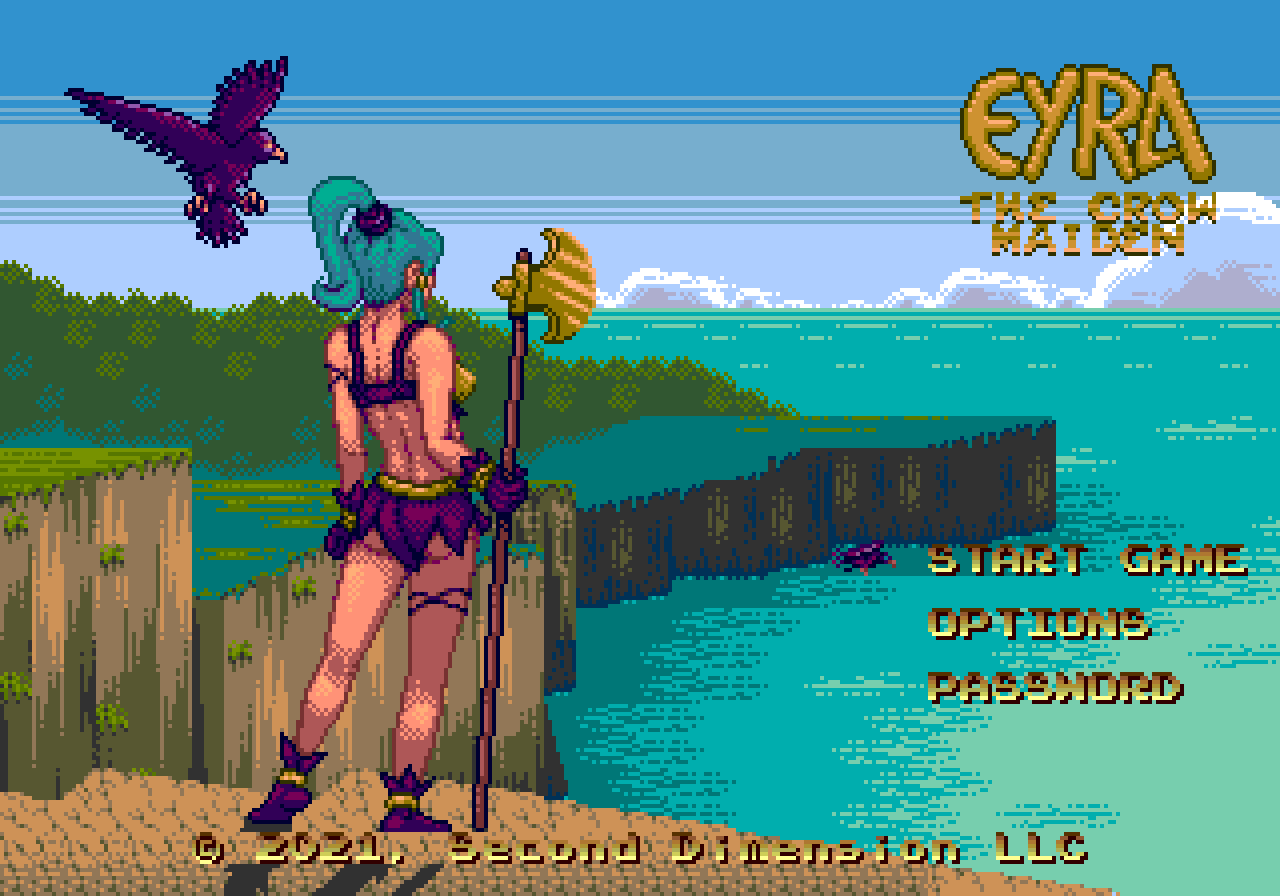 Eyra, The Crow Maiden title screen